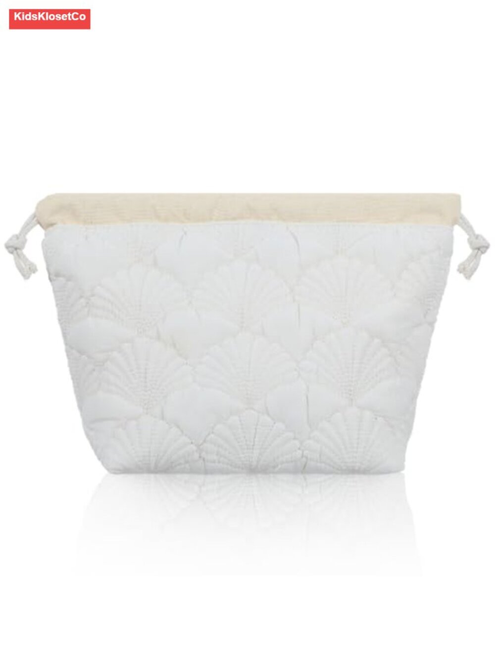 Quilted Cotton Drawstring Cosmetic Bag Makeup Pouch Seashell Print Travel